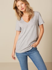 Grey Marl Essentials Short Sleeve V-Neck T-Shirt - Image 2 of 5
