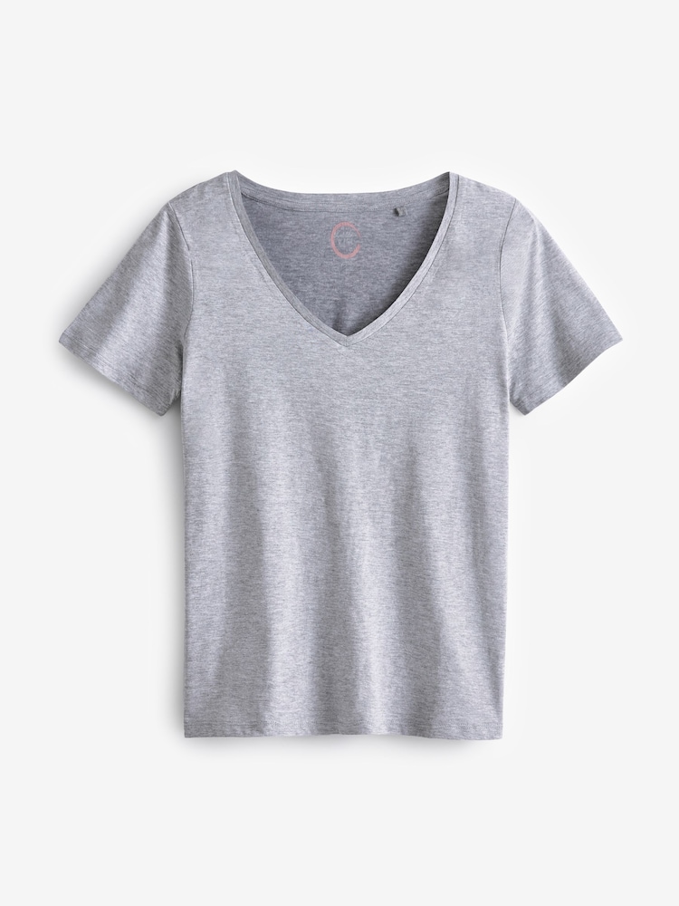 Grey Marl Essentials Short Sleeve V-Neck T-Shirt - Image 5 of 5