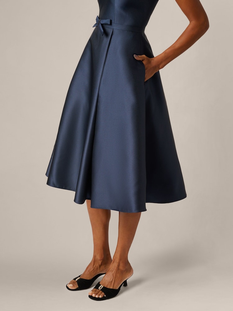 adrianna papell women's mikado fit & flare dress Adrianna Papell Women's Beaded Neckline Mikado Gown - Blue - Size 12