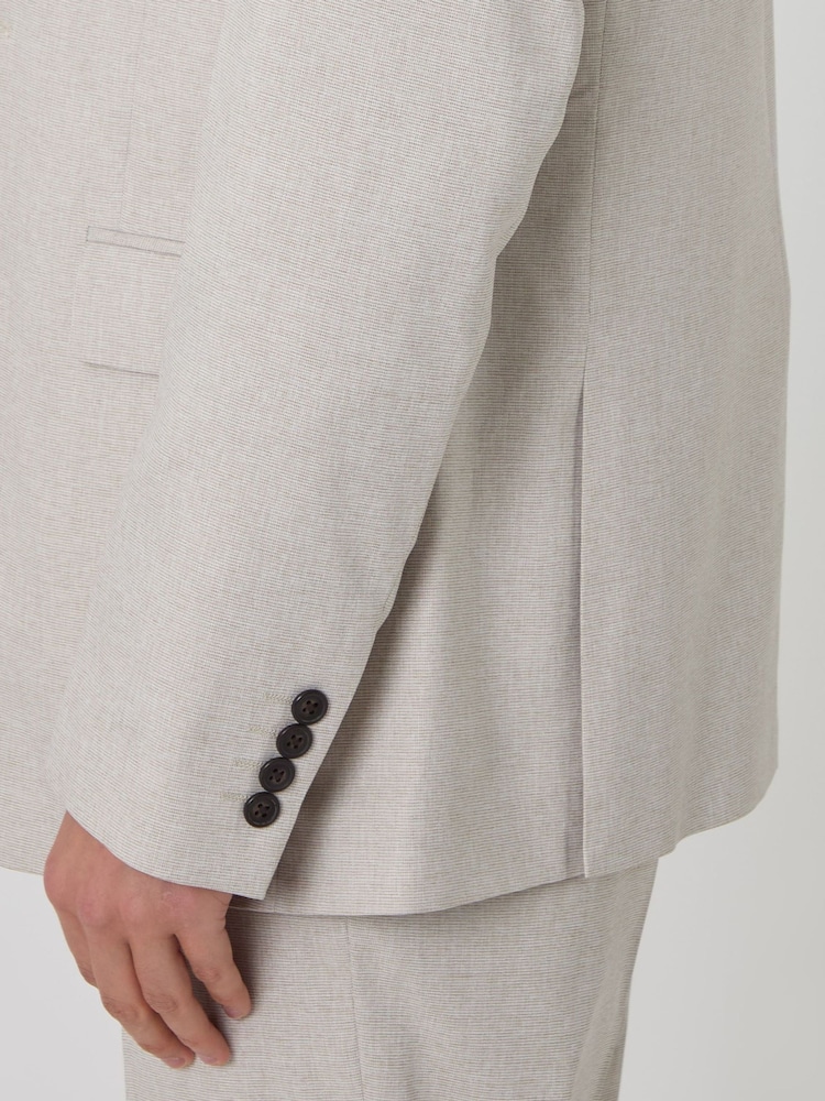 Threadbare Natural Tailored Fit Single Breasted Blazer - Image 6 of 6