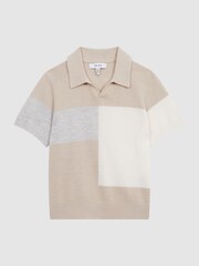 Reiss Natural Tondo Junior Open Collar Colourblock Polo T-Shirt - Image 2 of 8