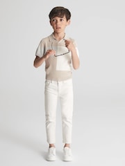 Reiss Natural Tondo Junior Open Collar Colourblock Polo T-Shirt - Image 3 of 8