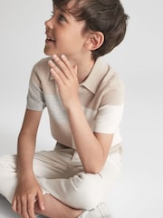 Reiss Natural Tondo Junior Open Collar Colourblock Polo T-Shirt - Image 7 of 8