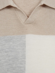 Reiss Natural Tondo Junior Open Collar Colourblock Polo T-Shirt - Image 8 of 8
