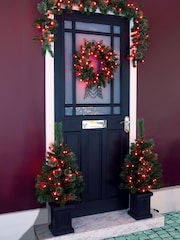 LG Outdoor Green Colour Changeable Christmas Door Set with Wreath, Garland & 2 Trees - Image 1 of 7