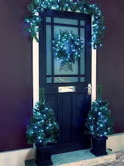LG Outdoor Green Colour Changeable Christmas Door Set with Wreath, Garland & 2 Trees - Image 7 of 7