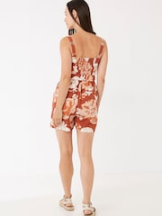 FatFace Orange Patsy Linear Blooms Playsuit - Image 2 of 4