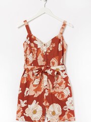 FatFace Orange Patsy Linear Blooms Playsuit - Image 4 of 4