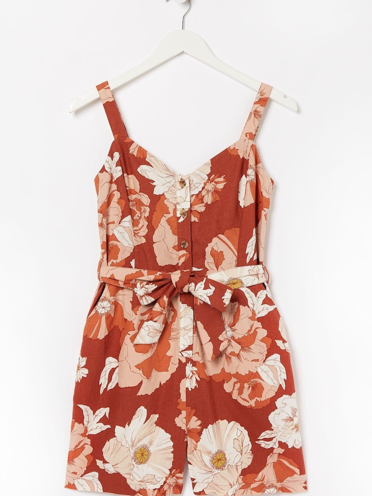 FatFace Orange Patsy Linear Blooms Playsuit - Image 4 of 4 FatFace Orange Patsy Linear Blooms Playsuit - Image 4 of 4