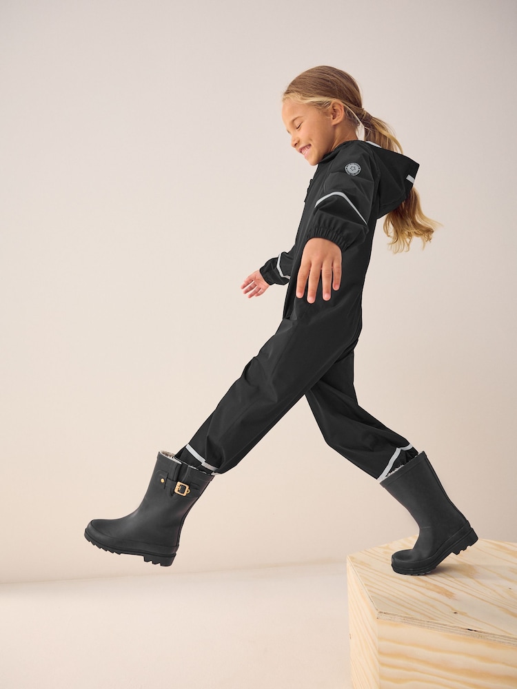 Black Zip Hooded Waterproof Puddlesuit (12mths-10yrs) - Image 2 of 7