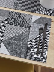 Catherine Lansfield 4 Pack Grey Larsson Geo Wipeable 100% Cotton Placemats - Image 1 of 3