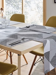Catherine Lansfield 4 Pack Grey Larsson Geo Wipeable 100% Cotton Placemats - Image 2 of 3