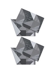 Catherine Lansfield 4 Pack Grey Larsson Geo Wipeable 100% Cotton Placemats - Image 3 of 3