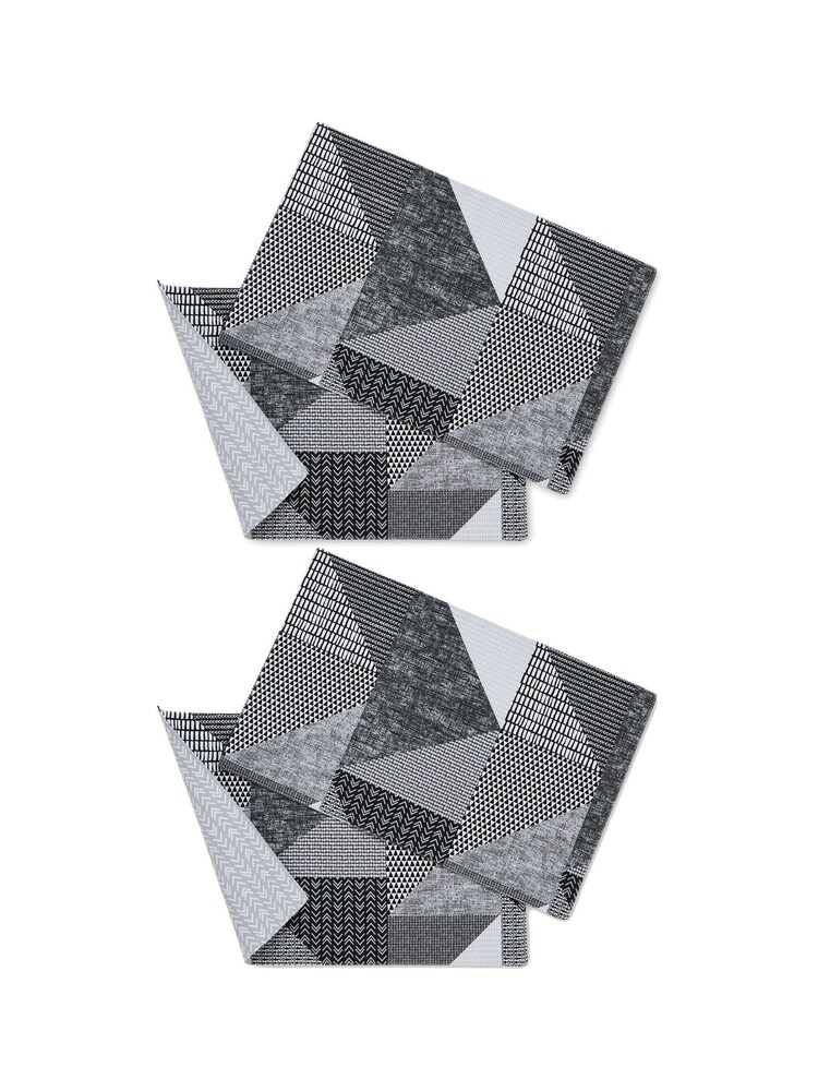 Catherine Lansfield 4 Pack Grey Larsson Geo Wipeable 100% Cotton Placemats - Image 3 of 3
