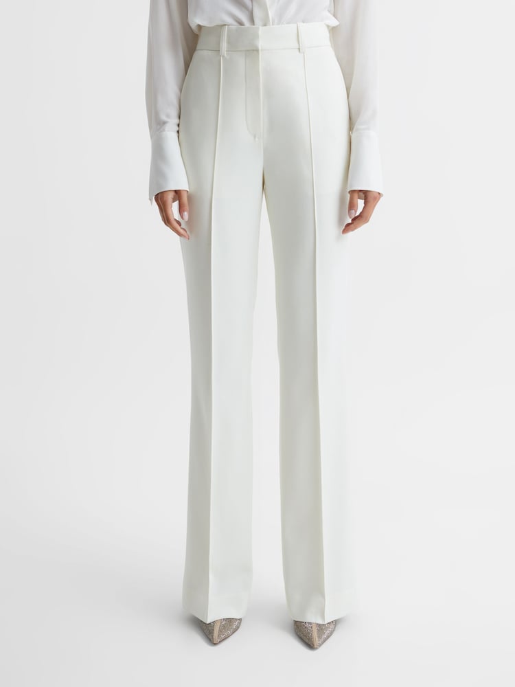 Reiss White Taite Petite Flared Tuxedo Trousers - Image 1 of 8