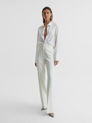 Reiss White Taite Petite Flared Tuxedo Trousers - Image 3 of 8