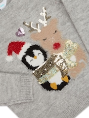 M&Co Grey Christmas Snuggle Jumper - Image 3 of 5
