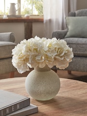 Cream Artificial Hydrangea Bouquet In Natural Pot - Image 1 of 3