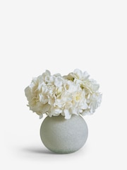 Cream Artificial Hydrangea Bouquet In Natural Pot - Image 2 of 3