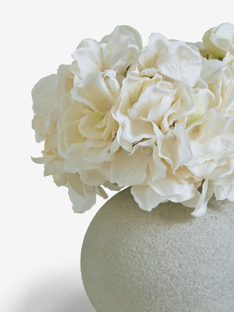 Cream Artificial Hydrangea Bouquet In Natural Pot - Image 3 of 3