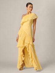 Adrianna Papell Yellow Poly Chiffon Long Dress - Image 1 of 6