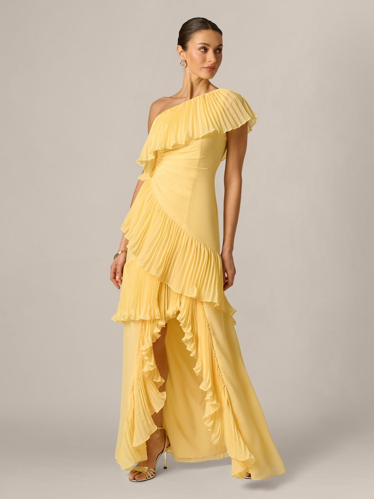 Adrianna Papell Yellow Poly Chiffon Long Dress - Image 1 of 6