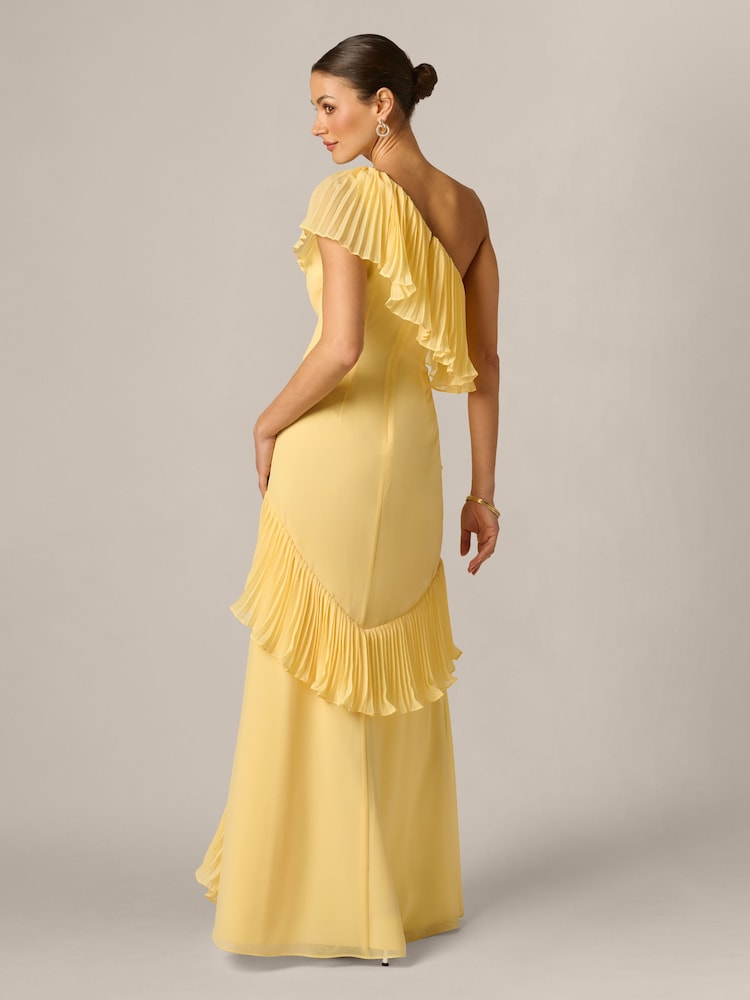 Adrianna Papell Yellow Poly Chiffon Long Dress - Image 2 of 6