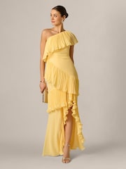 Adrianna Papell Yellow Poly Chiffon Long Dress - Image 3 of 6