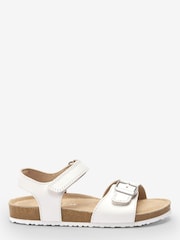 White Leather Standard Fit (F) Leather Corkbed Sandals - Image 1 of 5