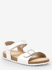 White Leather Standard Fit (F) Leather Corkbed Sandals - Image 2 of 5