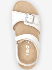 White Leather Standard Fit (F) Leather Corkbed Sandals - Image 3 of 5