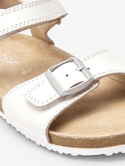 White Leather Standard Fit (F) Leather Corkbed Sandals - Image 4 of 5