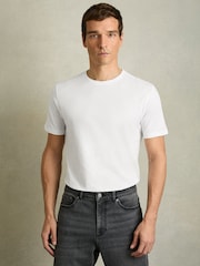 Reiss White Bless Marl Crew Neck T-Shirt - Image 1 of 6