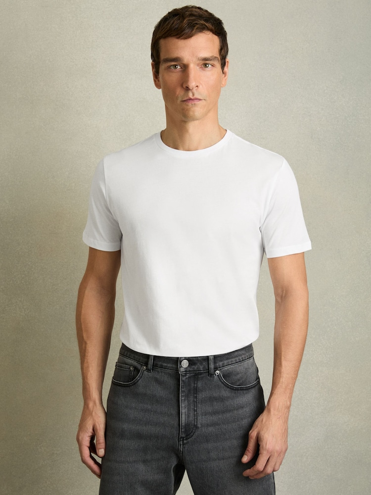 Reiss White Bless Marl Crew Neck T-Shirt - Image 1 of 6