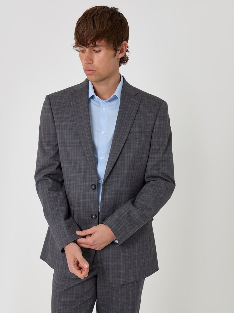 Threadbare Grey Regular Fit Cotton Rich Suit Jacket - Image 1 of 6 Threadbare Grey Regular Fit Cotton Rich Suit Jacket - Image 1 of 6