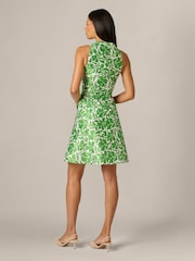 Adrianna Papell Green Tie Front Printed Short Dress - Image 2 of 6