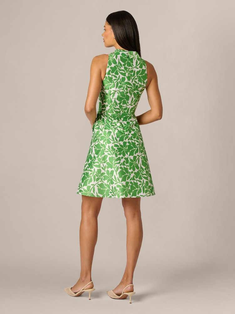 Adrianna Papell Green Tie Front Printed Short Dress - Image 2 of 6