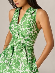 Adrianna Papell Green Tie Front Printed Short Dress - Image 5 of 6