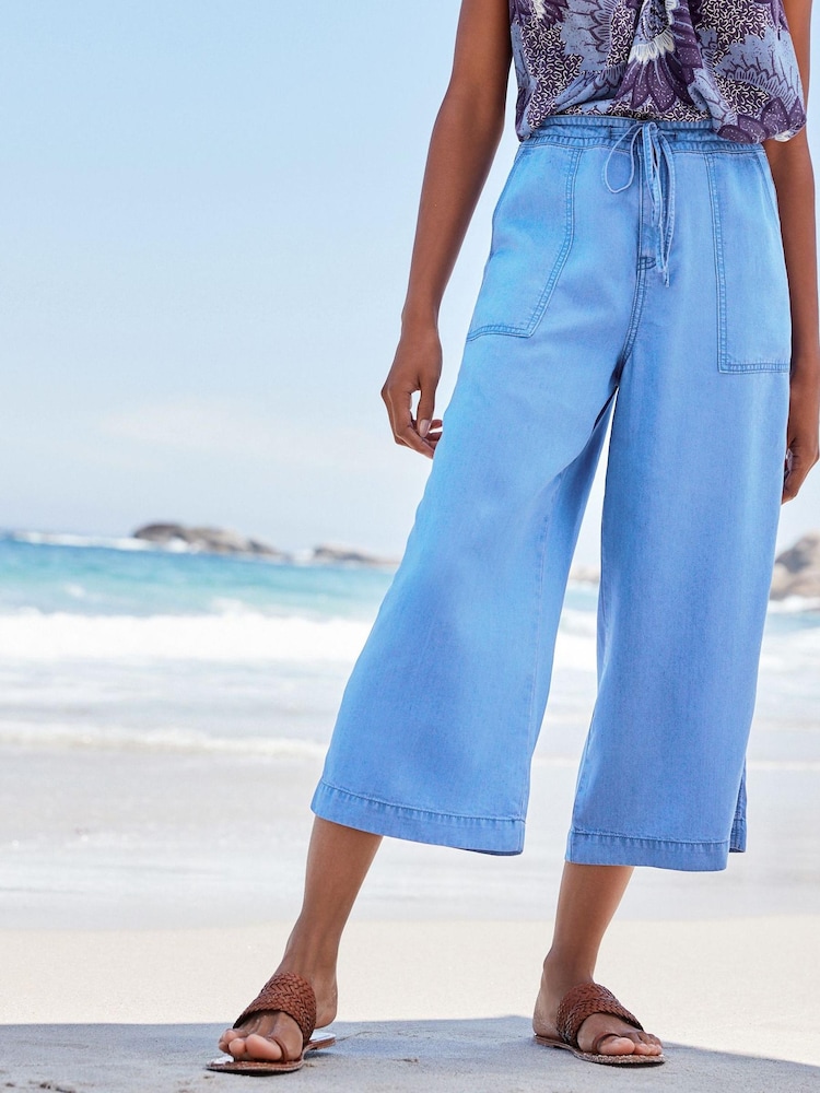 Bright Blue Lyocell Culottes - Image 1 of 4