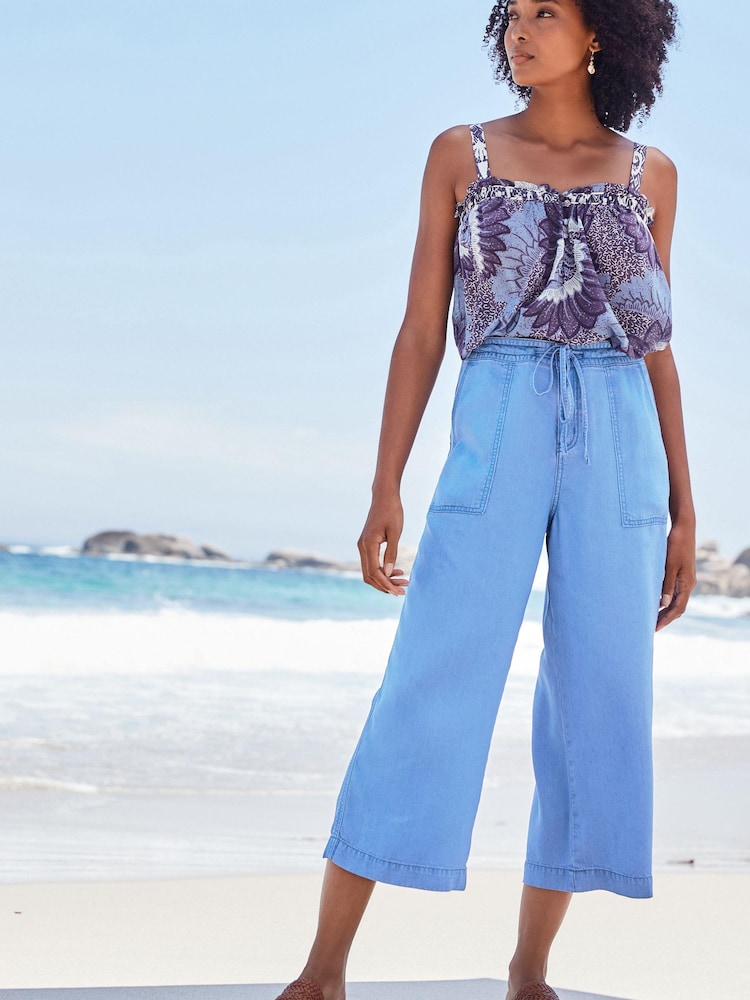 Bright Blue Lyocell Culottes - Image 2 of 4