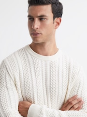 Reiss Ecru Arlington Slim Fit Cable Knit Jumper - Image 1 of 5