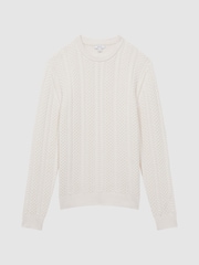 Reiss Ecru Arlington Slim Fit Cable Knit Jumper - Image 2 of 5
