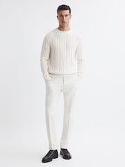 Reiss Ecru Arlington Slim Fit Cable Knit Jumper - Image 5 of 5