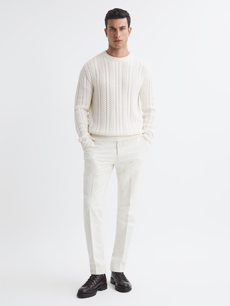 Reiss Ecru Arlington Slim Fit Cable Knit Jumper - Image 5 of 5 Reiss Ecru Arlington Slim Fit Cable Knit Jumper - Image 5 of 5