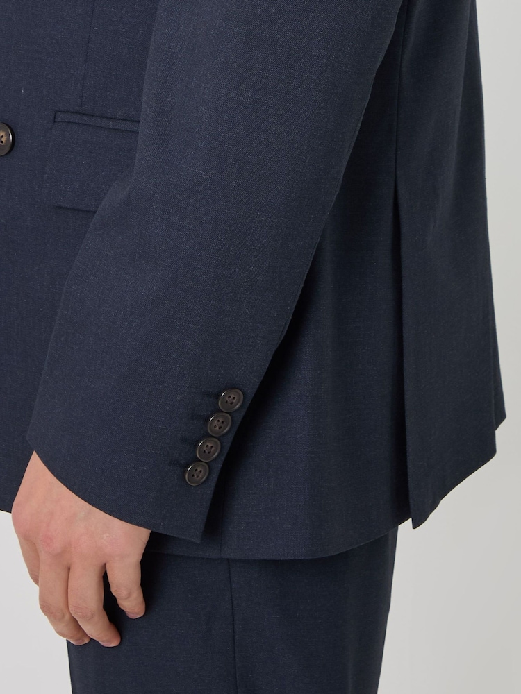 Threadbare Blue Regular Fit Double Breasted Suit Jacket - Image 6 of 6