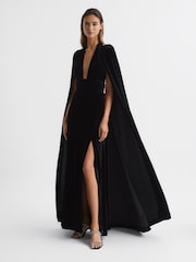 Reiss Black Gracie Velvet Maxi Dress - Image 1 of 9