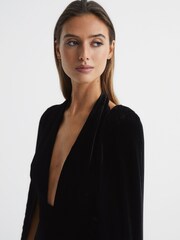 Reiss Black Gracie Velvet Maxi Dress - Image 3 of 9