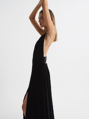 Reiss Black Gracie Velvet Maxi Dress - Image 6 of 9