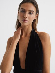 Reiss Black Gracie Velvet Maxi Dress - Image 7 of 9