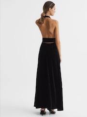 Reiss Black Gracie Velvet Maxi Dress - Image 8 of 9